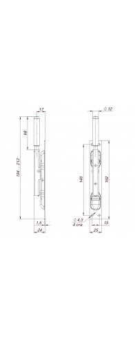 Задвижка Fuaro (Фуаро) торцевая RIGEL-set/160 D12x80mm (TDB set 160-24) в комплекте с ригелем Задвижка Fuaro (Фуаро) торцевая RIGEL-set/160 D12x80mm (TDB set 160-24) в комплекте с ригелем