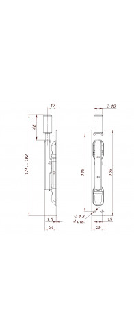 Задвижка Fuaro (Фуаро) торцевая RIGEL-set/160 D16x60mm (TDB set 160-24) в комплекте с ригелем Задвижка Fuaro (Фуаро) торцевая RIGEL-set/160 D16x60mm (TDB set 160-24) в комплекте с ригелем