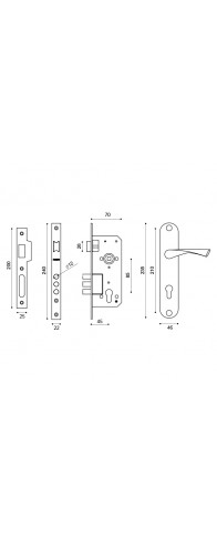 Замок Punto (Пунто) цилиндровый в комплекте с ручкой LOCKSET90.CRONA.4585-3 (KIT P90 4585/3 CRONA) AB бронза Замок Punto (Пунто) цилиндровый в комплекте с ручкой LOCKSET90.CRONA.4585-3 (KIT P90 4585/3 CRONA) AB бронза