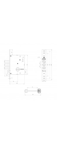 Замок Fuaro (Фуаро) врезной сувальдный TERMO MDV25/S-60.00.3R16 4 key (ключ удл. 120/75 мм)