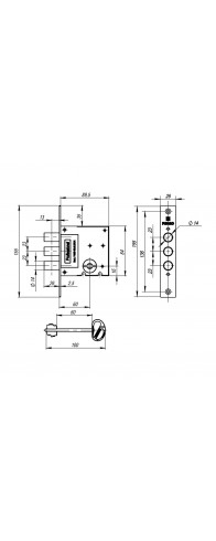 Замок Fuaro (Фуаро) врезной сувальдный MDV10/S-60.00.3R14 4key Замок Fuaro (Фуаро) врезной сувальдный MDV10/S-60.00.3R14 4key