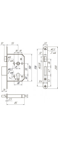 Корпус Mettem (Меттэм) врезного замка с защёлкой ЗВ4 401.0.0 Корпус Mettem (Меттэм) врезного замка с защёлкой ЗВ4 401.0.0