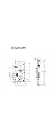 Корпус Fuaro (Фуаро) врезного замка c защёлкой MDV25/C-60.85.3R16 Корпус Fuaro (Фуаро) врезного замка c защёлкой MDV25/C-60.85.3R16