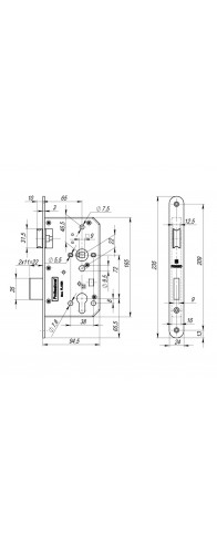 Корпус Fuaro (Фуаро) врезного замка c защёлкой FP.C-65.72-0434 (FL-0434) Корпус Fuaro (Фуаро) врезного замка c защёлкой FP.C-65.72-0434 (FL-0434)