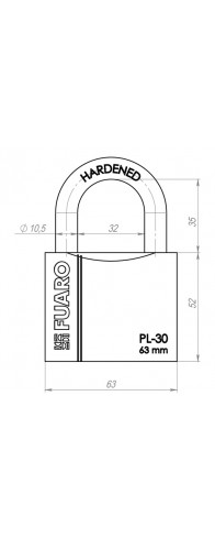 Замок Fuaro (Фуаро) навесной PL-PROTEC-3063 3key (PL-3063) англ. /блистер Замок Fuaro (Фуаро) навесной PL-PROTEC-3063 3key (PL-3063) англ. /блистер