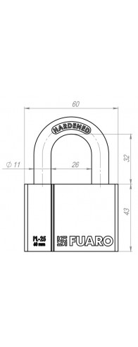 Замок Fuaro (Фуаро) навесной PL-PROTEC-2560 4 fin key (PL-2560) фин. /блистер Замок Fuaro (Фуаро) навесной PL-PROTEC-2560 4 fin key (PL-2560) фин. /блистер
