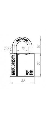 Замок Fuaro (Фуаро) навесной PL-PROTEC-3032 3key (PL-3032) англ. /блистер Замок Fuaro (Фуаро) навесной PL-PROTEC-3032 3key (PL-3032) англ. /блистер