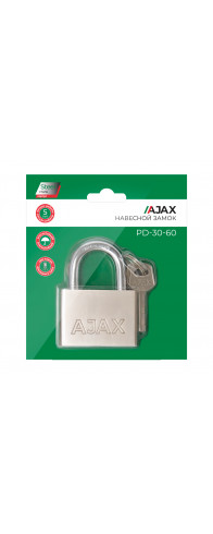 Замок Ajax (Аякс) навесной PD-3060 (PD-30-60) 3 fin key /блистер Замок Ajax (Аякс) навесной PD-3060 (PD-30-60) 3 fin key /блистер