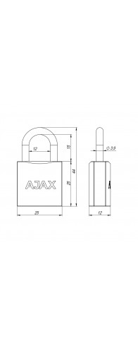 Замок Ajax (Аякс) навесной PD-0125 (PD-01-25) 2 key англ. Замок Ajax (Аякс) навесной PD-0125 (PD-01-25) 2 key англ.