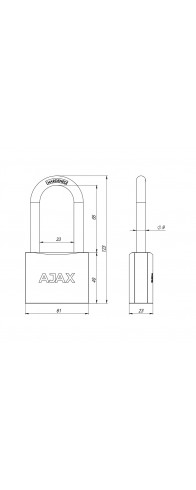 Замок Ajax (Аякс) навесной PD-0163-L (PD-01-63-L) 3 key англ. Замок Ajax (Аякс) навесной PD-0163-L (PD-01-63-L) 3 key англ.