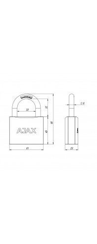 Замок Ajax (Аякс) навесной PD-0163 (PD-01-63) 3 key англ. Замок Ajax (Аякс) навесной PD-0163 (PD-01-63) 3 key англ.