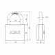 Замок Ajax (Аякс) навесной PD-0163 (PD-01-63) 3 key англ.