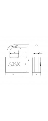 Замок Ajax (Аякс) навесной PD-0132 (PD-01-32) 3 key англ. Замок Ajax (Аякс) навесной PD-0132 (PD-01-32) 3 key англ.
