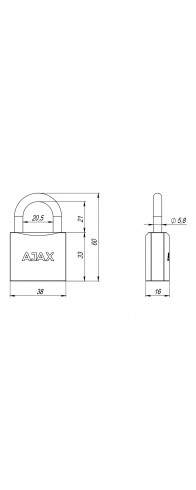Замок Ajax (Аякс) навесной PD-0138 (PD-01-38) 3 key англ. Замок Ajax (Аякс) навесной PD-0138 (PD-01-38) 3 key англ.