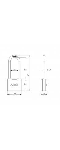 Замок Ajax (Аякс) навесной PD-0138-L (PD-01-38-L) 3 key англ. Замок Ajax (Аякс) навесной PD-0138-L (PD-01-38-L) 3 key англ.