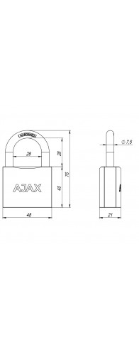 Замок Ajax (Аякс) навесной PD-0150 (PD-01-50) 3 key англ. Замок Ajax (Аякс) навесной PD-0150 (PD-01-50) 3 key англ.