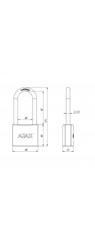 Замок Ajax (Аякс) навесной PD-0150-L MS 3 key англ./коробка Замок Ajax (Аякс) навесной PD-0150-L MS 3 key англ./коробка