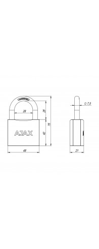 Замок Ajax (Аякс) навесной PD-0150 MS 3 key англ./коробка Замок Ajax (Аякс) навесной PD-0150 MS 3 key англ./коробка