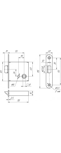 ЗЩ1-3 Mettem (Меттэм) (Защелка ЗЩ-1 (б/ручек)) правая ЗЩ1-3 Mettem (Меттэм) (Защелка ЗЩ-1 (б/ручек)) правая