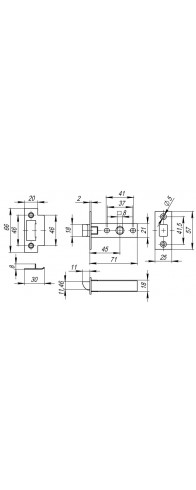 Защелка Fuaro (Фуаро) врезная PLASTP12-45-25 WH белый Защелка Fuaro (Фуаро) врезная PLASTP12-45-25 WH белый