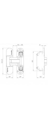 Петля Armadillo (Армадилло) скрытой установки U3D6002.TG BL черный Петля Armadillo (Армадилло) скрытой установки U3D6002.TG BL черный