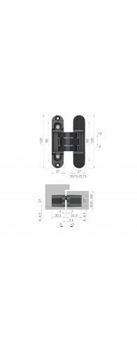 Петля Armadillo (Армадилло) скрытой установки U3D7000 BL (12060UN3D) черный TECH Петля Armadillo (Армадилло) скрытой установки U3D7000 BL (12060UN3D) черный TECH