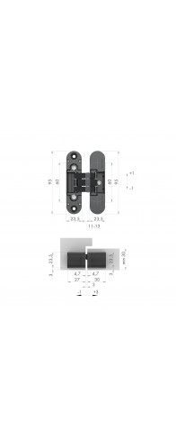 Петля Armadillo (Армадилло) скрытой установки U3D4000 SC (9540UN3D) мат. хром Петля Armadillo (Армадилло) скрытой установки U3D4000 SC (9540UN3D) мат. хром