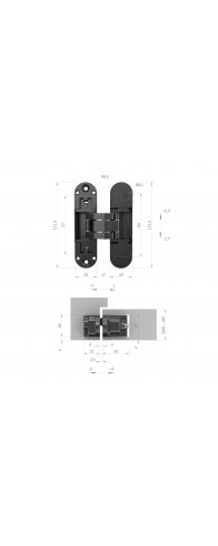 Петля Armadillo (Армадилло) скрытой установки U3D6002.TG BL черный Петля Armadillo (Армадилло) скрытой установки U3D6002.TG BL черный