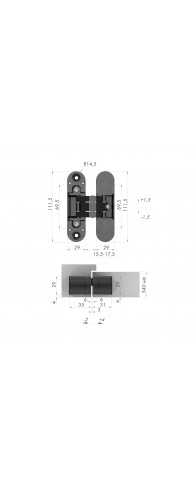 Петля Armadillo (Армадилло) скрытой установки U3D6000 AB (11160UN3D) бронза Петля Armadillo (Армадилло) скрытой установки U3D6000 AB (11160UN3D) бронза