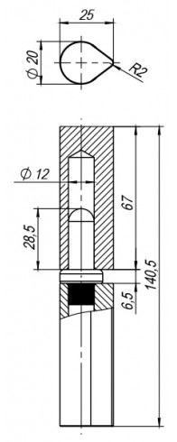 Петля Fuaro (Фуаро) приварная Т1254/140х20x25 мм с подшипником Петля Fuaro (Фуаро) приварная Т1254/140х20x25 мм с подшипником