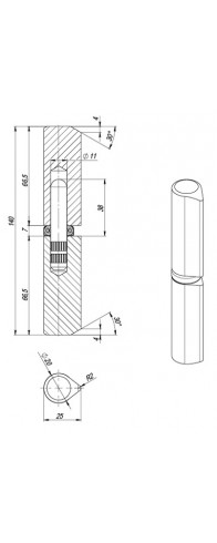 Петля приварная D20x140S (с фаской) Петля приварная D20x140S (с фаской)