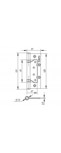 Петля Punto (Пунто) универсальная без врезки IN5200W PN (200-2B 125x2,5) мат. никель Петля Punto (Пунто) универсальная без врезки IN5200W PN (200-2B 125x2,5) мат. никель