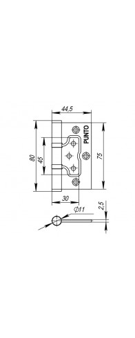 Петля Punto (Пунто) универсальная без врезки IN3200W CP (200-2B 75x2,5) хром Петля Punto (Пунто) универсальная без врезки IN3200W CP (200-2B 75x2,5) хром