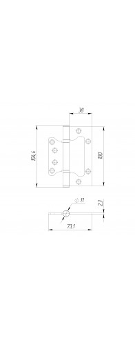 Петля Ajax (Аякс) универсальная без врезки IN4000W AB (100/P-2B 100x2,3) бронза Петля Ajax (Аякс) универсальная без врезки IN4000W AB (100/P-2B 100x2,3) бронза