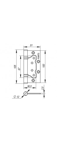 Петля Punto (Пунто) универсальная без врезки IN4200W GR (200-2B 100x2,5) графит