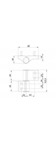 Петля Punto (Пунто) дверная IN-U2B1-120-2 RAL 9016 белый