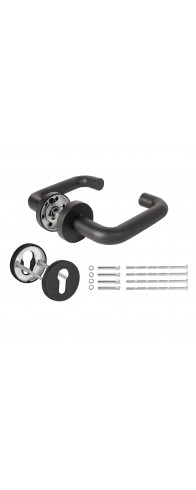 Комплект Fuaro (Фуаро) дверных ручек с накладками под цилиндр FR.DH57.0219 NE (DH-0219 NE) 9x140 мм, BL-24 черный