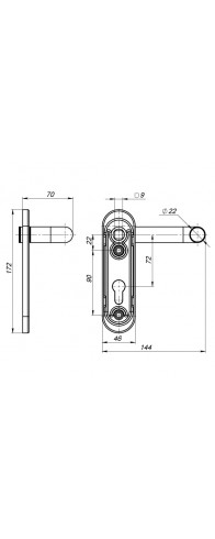 Ручка Fuaro (Фуаро) на планке FP.DH172.0433/2 NE (ANTI-PANIC DH-0433/2) без пружины