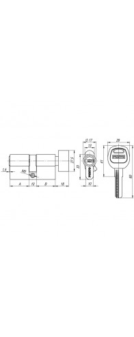 Цилиндровый Punto (Пунто) механизм (A202/60) A2002Knob60(25+10+25) с вертушкой SN никель Цилиндровый Punto (Пунто) механизм (A202/60) A2002Knob60(25+10+25) с вертушкой SN никель