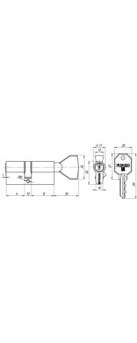 Цилиндровый Fuaro (Фуаро) механизм (100 CM/80) 1000CMKnob80(35+10+35) CP хром 3Key с вертушкой Цилиндровый Fuaro (Фуаро) механизм (100 CM/80) 1000CMKnob80(35+10+35) CP хром 3Key с вертушкой