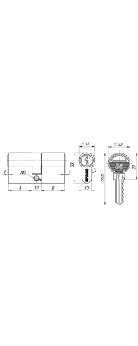 Цилиндровый Fuaro (Фуаро) механизм (100 ZA/70) 1000ZAKey70(30+10+30) CP хром 5Key Цилиндровый Fuaro (Фуаро) механизм (100 ZA/70) 1000ZAKey70(30+10+30) CP хром 5Key