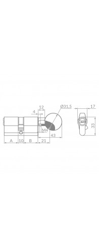 Цилиндровый Punto (Пунто) механизм Z3002Knob60(25+10+25) с вертушкой CP хром Цилиндровый Punto (Пунто) механизм Z3002Knob60(25+10+25) с вертушкой CP хром