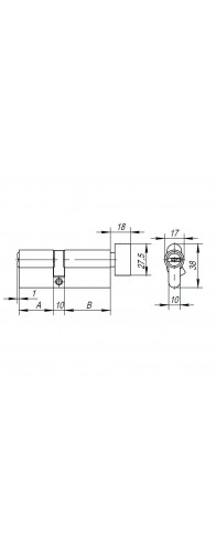 Цилиндровый Ajax (Аякс) механизм (AX202/60) AX2002Knob60 (25+10+25) CP хром с вертушкой