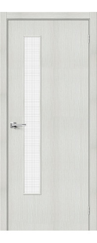 Межкомнатная дверь с покрытием из экошпона, серия - Bravo A, модель - Браво-9, цвет: Bianco Veralinga. Размер полотна в мм: 200*70, стекло - Wired Glass 12,5