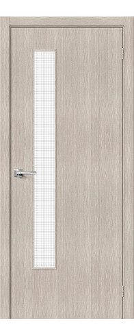 Межкомнатная дверь с покрытием из экошпона, серия - Bravo A, модель - Браво-9, цвет: Cappuccino Melinga. Размер полотна в мм: 200*80, стекло - Wired Glass 12,5