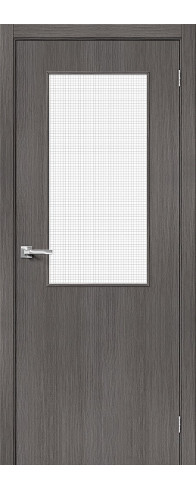 Межкомнатная дверь с покрытием из экошпона, серия - Bravo A, модель - Браво-7, цвет: Grey Melinga. Размер полотна в мм: 200*70, стекло - Wired Glass 12,5