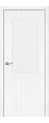 Межкомнатная дверь с покрытием из экошпона, серия - Bravo A, модель - Браво-7, цвет: Snow Melinga. Размер полотна в мм: 200*40, стекло - Wired Glass 12,5