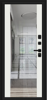 Входная дверь, серия - Bravo N, модель - Лайнер-3, цвет: Total Black/Off-white. Размер полотна в мм: 205*96 левое