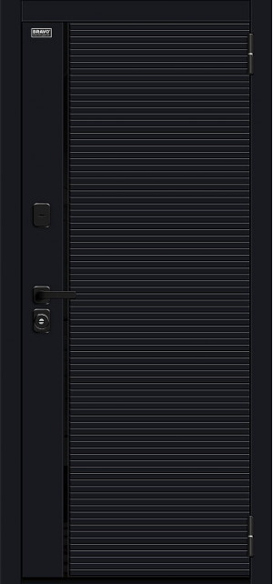 Входная дверь, серия - Bravo N, модель - Лайнер-3, цвет: Total Black/Off-white. Размер полотна в мм: 205*86 правое