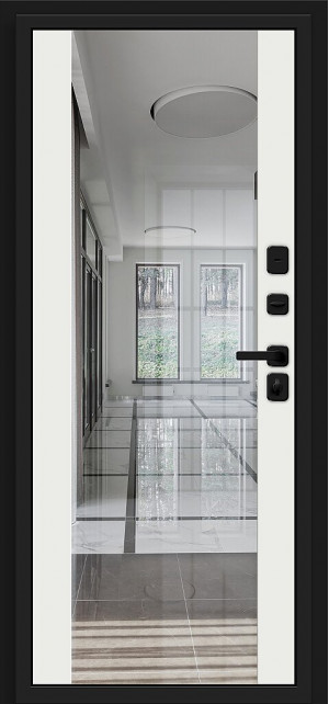 Входная дверь, серия - Bravo N, модель - Лайнер-3, цвет: Black Carbon/Off-white. Размер полотна в мм: 205*86 левое